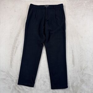 COS High Waisted Pleated Trouser Pants in Black Textured Wool Men 34x29 Luxury